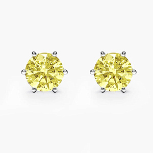 Серьги пусеты-гвоздики с желтыми бриллиантами 0,5 ct 5 мм (Вес 1,5 гр.)