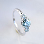 Женское помолвочное кольцо на заказ из белого золота с голубыми бриллиантами Клиента (Вес: 2 гр.)