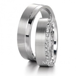 Обручальные кольца на заказ из белого золота с бриллиантами i268 (Вес пары: 12 гр.)