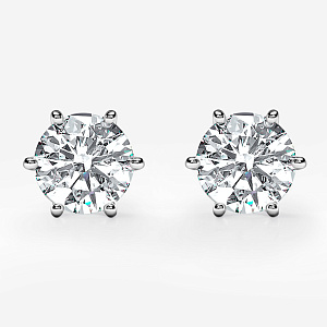 Женские серьги пусеты гвоздики с бриллиантами 0,65ct 5,7мм на шести крапанах (Вес 1,5 гр.)