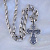 Серебряный крест с чернением на цепочке плетение Православная с инициалами (Вес 46 гр.)