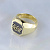 Золотое мужское кольцо-печатка из желтого золота с инициалами и чернением (Вес: 12 гр.)