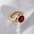 Кольцо из желтого золота с крупным гладким рубином и бриллиантами (Вес 11 гр.)