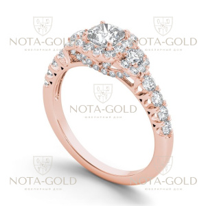 Помолвочное кольцо из красного золота с пирамидкой бриллиантов 2,65 карат (Вес: 5 гр.)