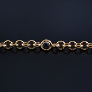 Золотая цепочка с камнями сапфирами плетение Французское (Вес 40 гр.)