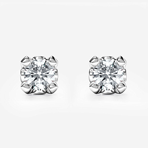 Женские серьги пусеты гвоздики с бриллиантами 0,1ct 3мм на четырех крупных крапанах (Вес 1,2 гр.)