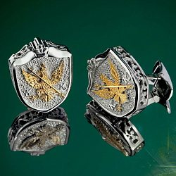 Запонки с гербом из белого и желтого золота (Вес 18,5 гр.)