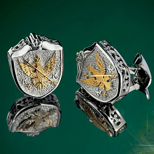 Запонки с гербом из белого и желтого золота (Вес 18,5 гр.)