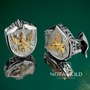 Запонки с гербом из белого и желтого золота (Вес 18,5 гр.)