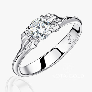 Помолвочное кольцо с бриллиантом из белого золота (Вес: 2,56 гр)