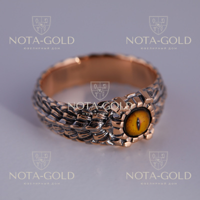 Перстень Глаз Дракона из красного золота с камнем клиента  (Вес 8,7 гр.)