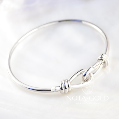 Оригинальный мужской браслет из белого золота с петлями (Вес 30 гр.)