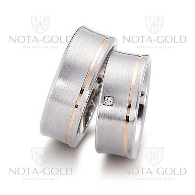Комбинированные обручальные кольца на заказ i484 (Вес пары: 15 гр.)