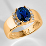 Золотое кольцо из белого золота с бриллиантами и крупным драгоценным камнем танзанит (Вес: 7,5 гр.)