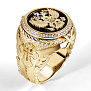 Мужское кольцо-печатка на заказ из красного золота с гербом России, бриллиантами и крестом (Вес: 30 гр.)