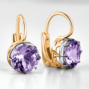 Женские серьги из желтого золота с крупными сапфирами (Вес 7,5 гр.)