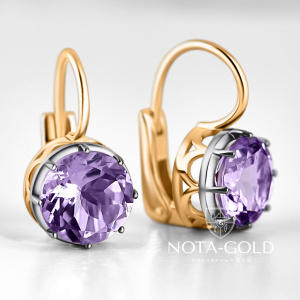 Женские серьги из желтого золота с крупными сапфирами (Вес 7,5 гр.)