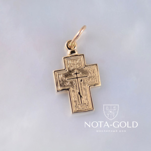Золотой крестик из красного золота с молитвой на заказ (Вес 1,5 гр.)