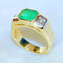 Кольцо-печатка с изумрудом и бриллиантами на заказ (Вес: 12 гр.)