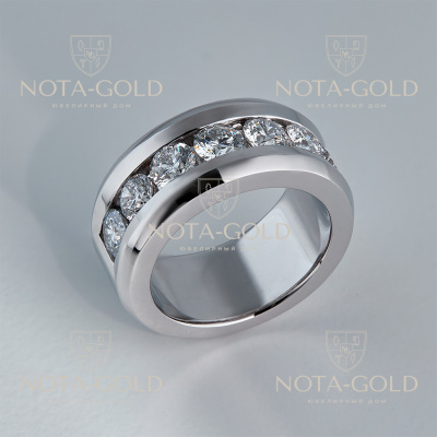Кольцо из белого золота с семью бриллиантами (Вес 35 гр.)