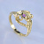 Помолвочное кольцо с ангелами держащими бриллиант 0,065 карат из желтого золота (Вес: 2,8 гр.)