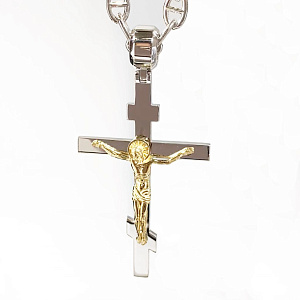 Нательный крест из двух видов золота с распятием (Вес 13,5 гр.)