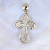Православный большой серебряный крестик с позолотой, бриллиантами и узорами авторского дизайна (Вес: 18 гр.)