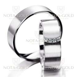 Обручальные кольца на заказ из белого золота с бриллиантами i262 (Вес пары: 12 гр.)