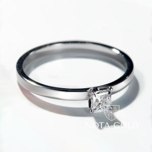 Помолвочное кольцо из белого золота с бриллиантом Принцесса 2,5мм (Вес 2,1 гр.)