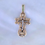 Православный нательный крестик из золота с изумрудами на ушке (Вес: 9,5 гр.)