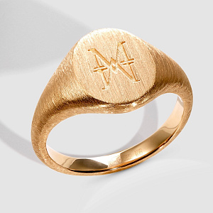 Кольцо печатка из красного золота с овальной площадкой и монограммой (Вес 5,3 гр.)