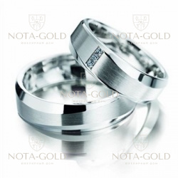 Обручальные кольца на заказ из белого золота с бриллиантами i309 (Вес пары: 13 гр.)