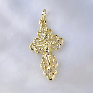 Ажурный золотой крестик из жёлтого золота с распятием (Вес 2 гр.)