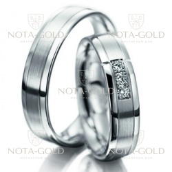 Обручальные кольца на заказ из белого золота с бриллиантами i241 (Вес пары: 12 гр.)