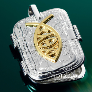 Православная нательная ладанка жетон из двух видов золота с молитвой и ликами святых (Вес 19,2 гр.)