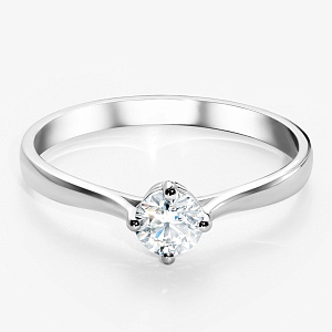 Помолвочное кольцо из белого золота с бриллиантом 4мм 0,24ct (Вес 1,2 гр.)