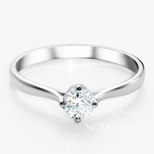 Помолвочное кольцо из белого золота с бриллиантом 4мм 0,24ct (Вес 1,2 гр.)