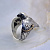 Мужское кольцо из золота Ястреб с бриллиантами, гравировкой и чернением (Вес: 30 гр.)