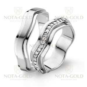 Платиновые обручальные кольца волнообразные на заказ (Вес пары: 20 гр.)