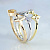 Трёхцветное женское кольцо из золота с цитрином груша и бриллиантами (Вес: 8 гр.)