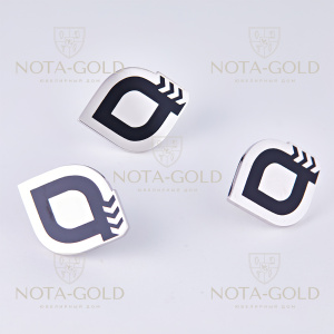 Значки с корпоративным логотипом из белого золота с эмалью (Вес 2,4 гр.)