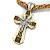 Эксклюзивный золотой крест ручной работы с ликами святых и бриллиантами (Вес 17,5 гр.)