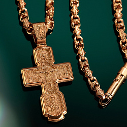 Нательный золотой православный крест с ликами святых (Вес 18 гр.)