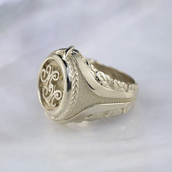 Именное серебряное мужское кольцо-печатка с инициалами (Вес: 21 гр.)