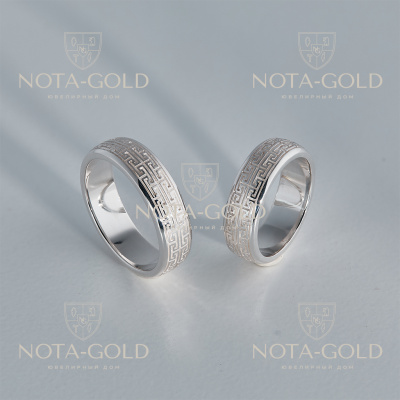 Обручальные кольца из серебра с греческим орнаментом (Вес пары 12 гр.)