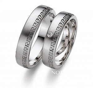 Обручальные кольца с орнаментом и бриллиантом на заказ i884 (Вес пары: 12 гр.)