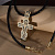 Золотой мужской православный крест на кожаном шнурке с золотыми вставками (Вес 91 гр.)