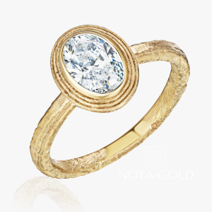 Золотое кольцо в античной эстетике с бриллиантом Овал (Вес 2,9 гр.)