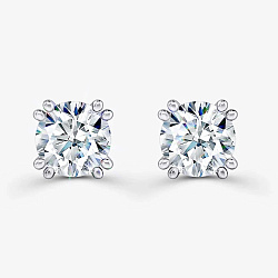 Серьги пусеты из белого золота с бриллиантами на восьми крапанах (Вес 1,2 гр.)