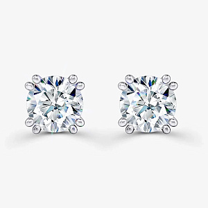 Серьги пусеты из белого золота с бриллиантами на восьми крапанах (Вес 1,2 гр.)